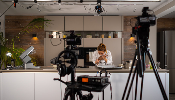 Recording video content for website design in a kitchen
